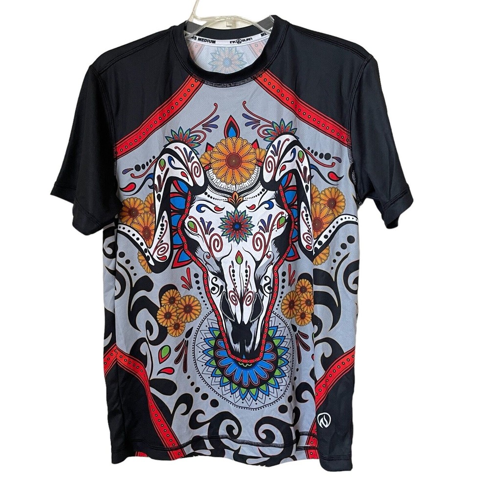 INKnBURN Mens Got Goat? Tech Shirt Size M Lightweight Multicolor Stretch